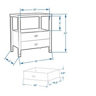 Navy Blue 2 Drawer Nightstand