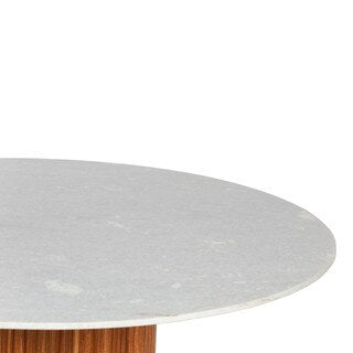 59” Ribbed Mango Wood & Marble Table