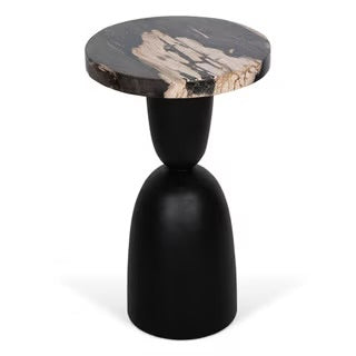 Petrified Wood & Munggur Wood Table Black