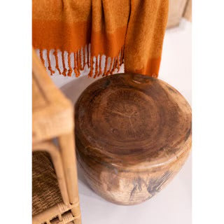 Munggur Wood Drum Ottoman