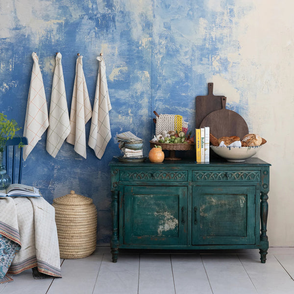 Hand-Painted Carved Vintage Cabinet