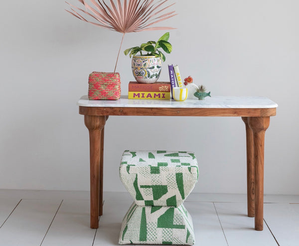 Acacia Wood & Marble Console