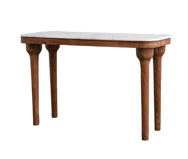 Acacia Wood & Marble Console