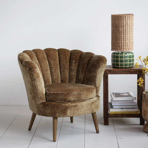 Leopard Print Velvet Scallop Side Chair