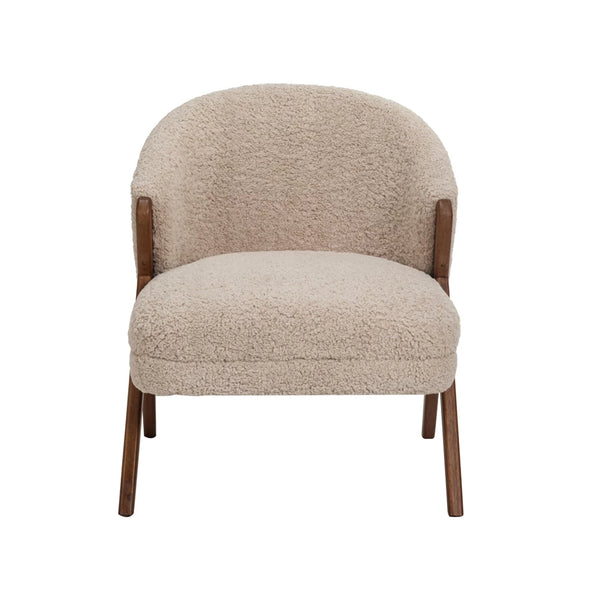 Cream Boucle’ Chair w/ Rubber Wood Legs