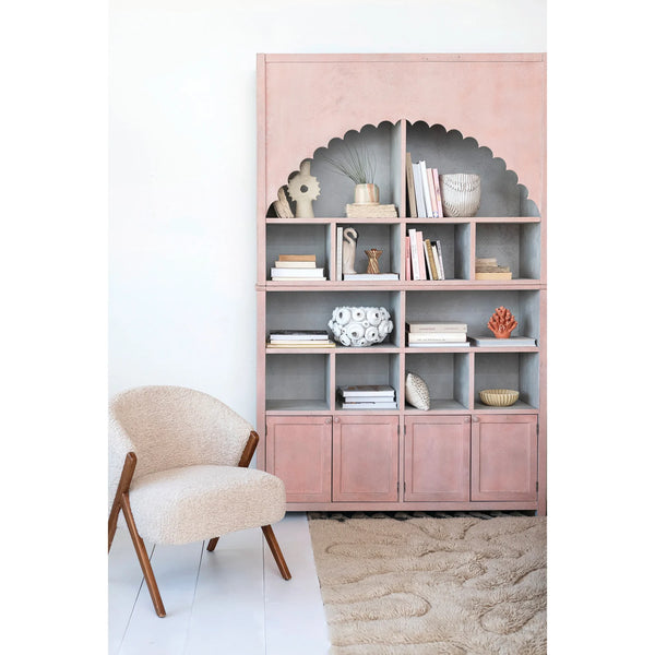 Cream Boucle’ Chair w/ Rubber Wood Legs