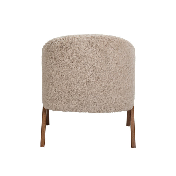 Cream Boucle’ Chair w/ Rubber Wood Legs