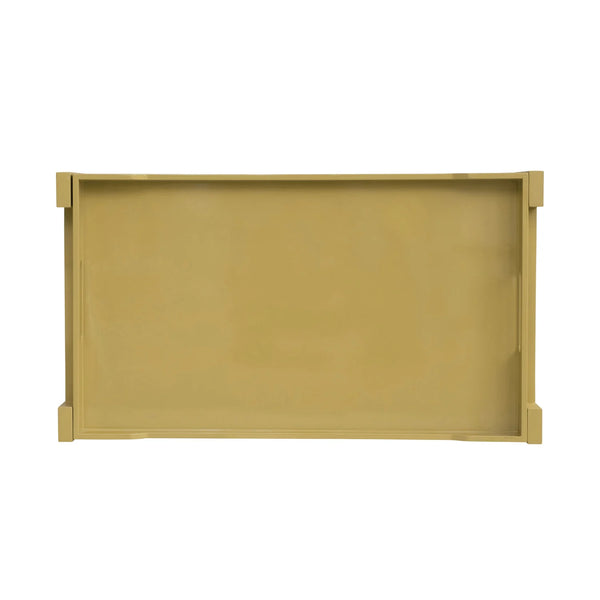 Yellow Lacquered Acacia Wood Bar Cart