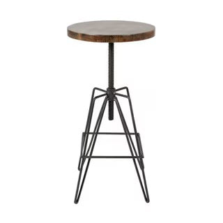 Iron & Wood Adjustable Stool