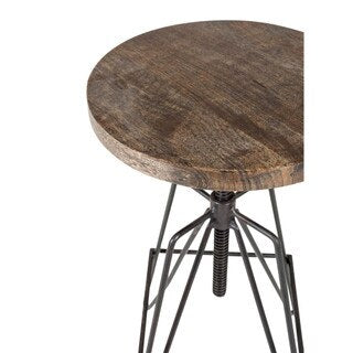 Iron & Wood Adjustable Stool