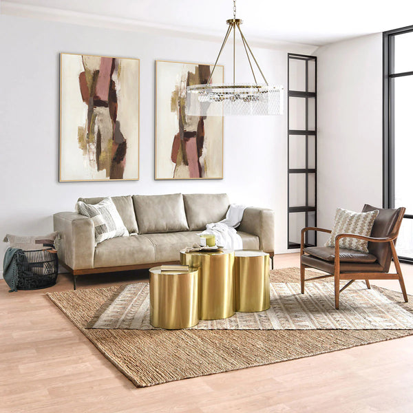 Curved Wood & Brown Leather Chair