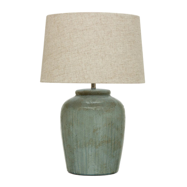 Aqua Reactive Glaze Stoneware Lamp