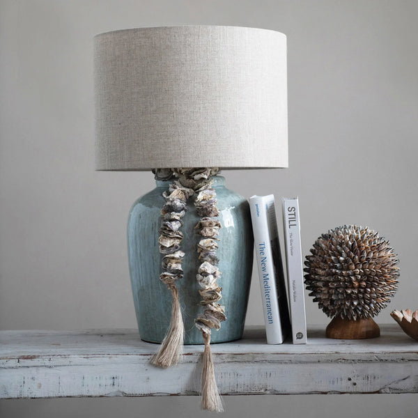 Aqua Reactive Glaze Stoneware Lamp