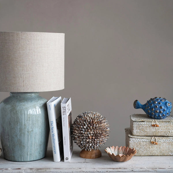 Aqua Reactive Glaze Stoneware Lamp