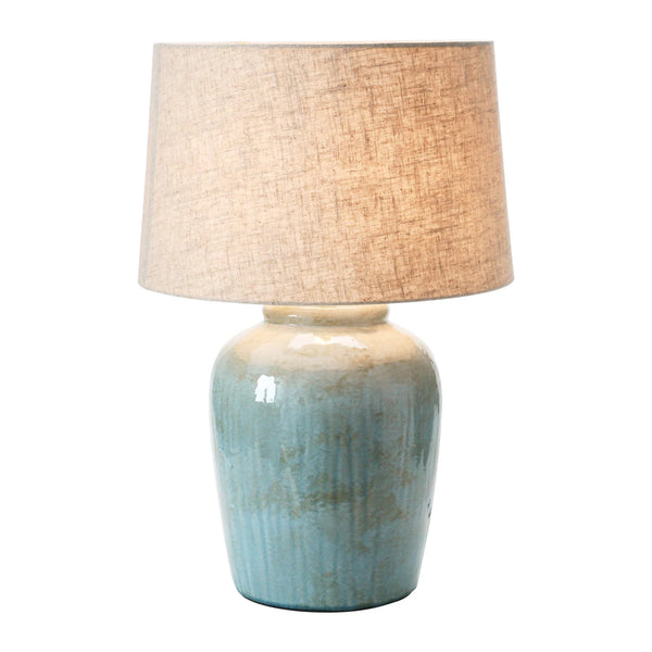 Aqua Reactive Glaze Stoneware Lamp