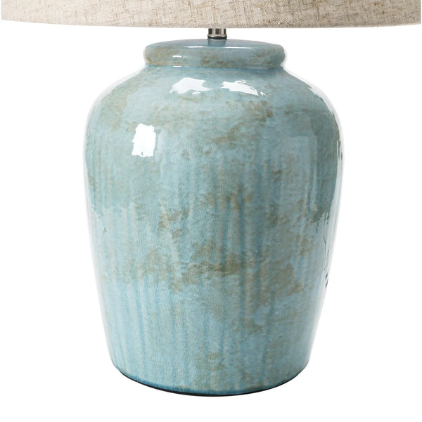 Aqua Reactive Glaze Stoneware Lamp