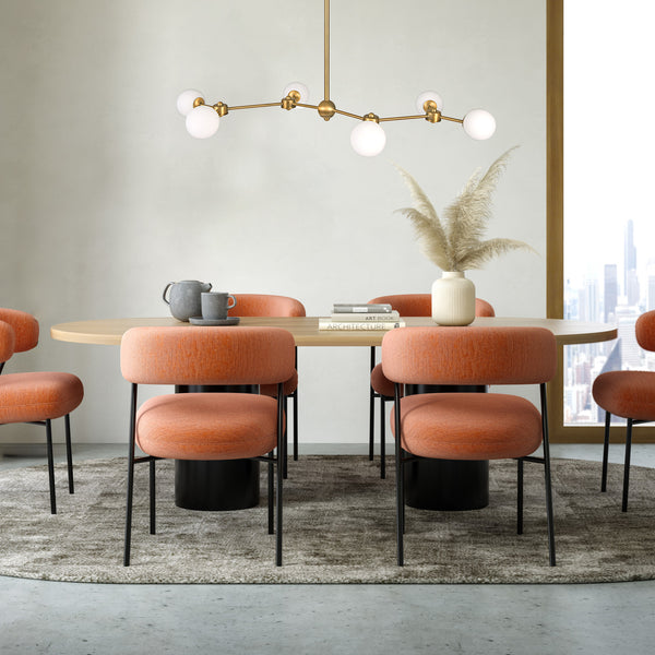 Gold Iron & Opal Glass Chandelier