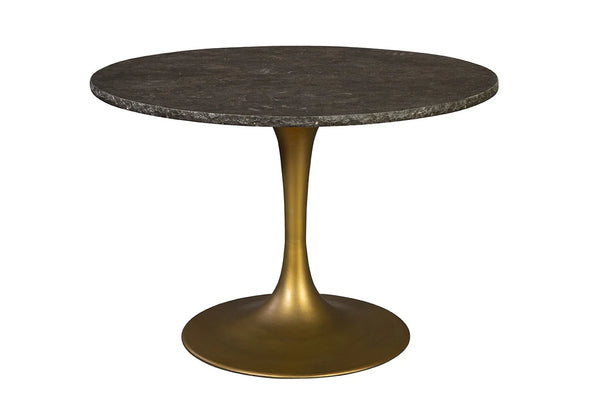 42” Natural Honed Bluestone Table w/ Gold Iron Base