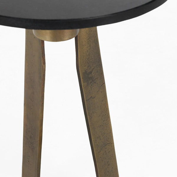 Black Marble & Gold Iron Side Table