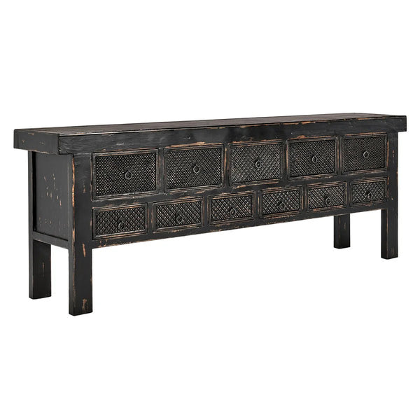 Reclaimed Antique Black Wood Console