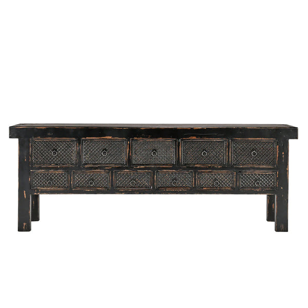 Reclaimed Antique Black Wood Console