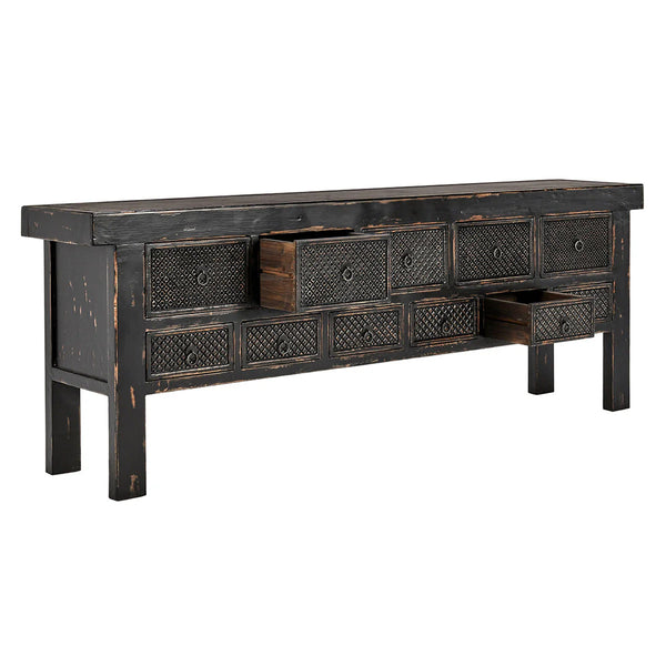 Reclaimed Antique Black Wood Console