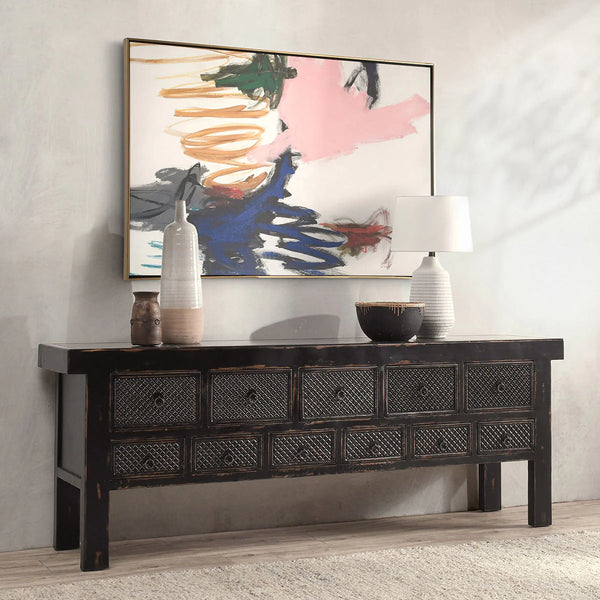 Reclaimed Antique Black Wood Console