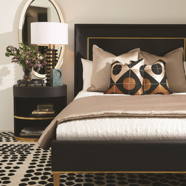 Stacked Black Marble &Brass Lamp