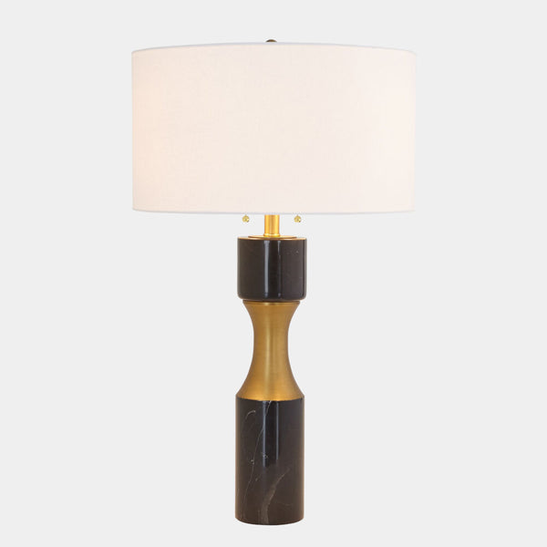 Black Marble & Curved Brass Lamp