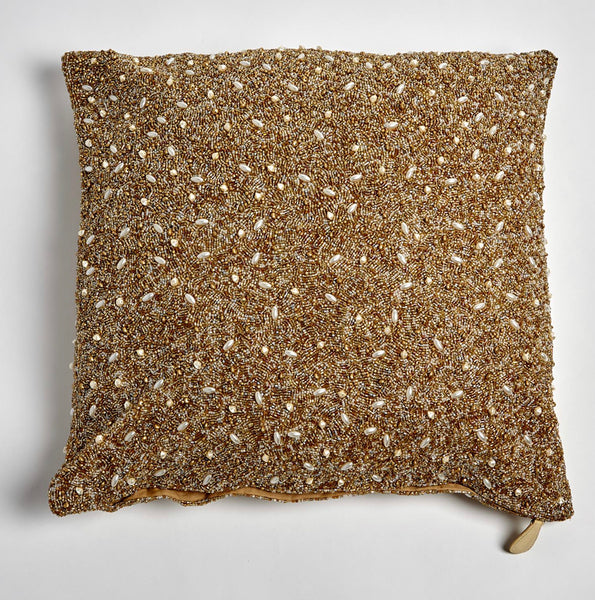 Golden Beaded Pillow