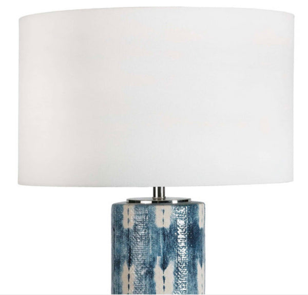 Blue/White Ceramic & Crystal Lamp