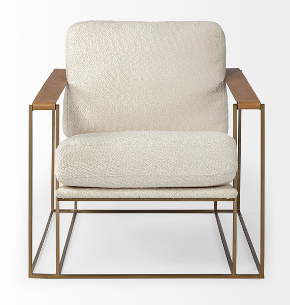 Cream Fabric & Gold Frame Accent Chair