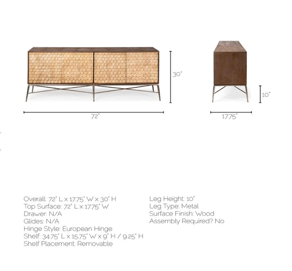 Two-Tone Wood Sideboard on Iron Base