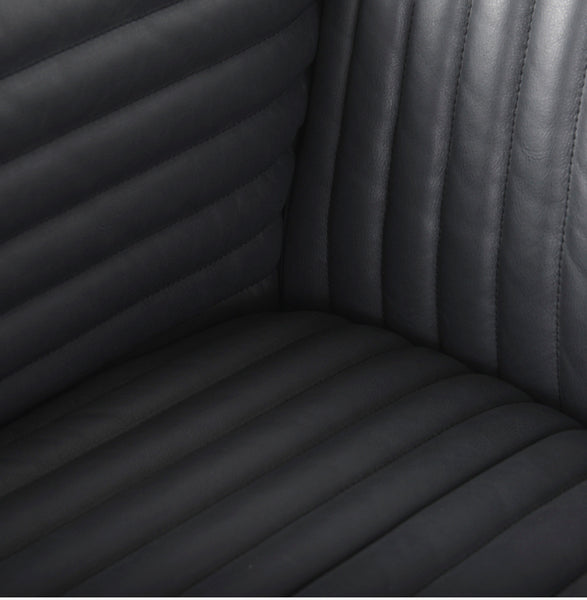 Black Top Grain Leather Sofa