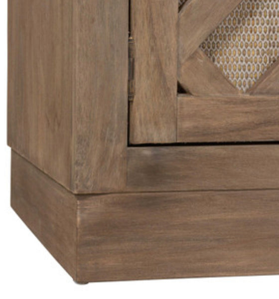 Wood & Rattan 2 Door Cabinet