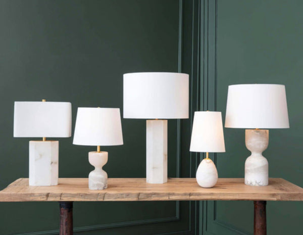 Cut Column Alabaster Table Lamp