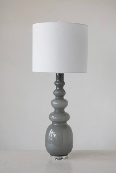 Grey Glass Tall Lamp