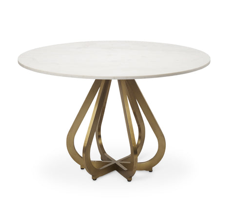 48” Marble & Gold Iron Dining Table