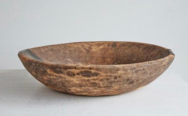 Hand Carved Antique Wood Bowl, grande