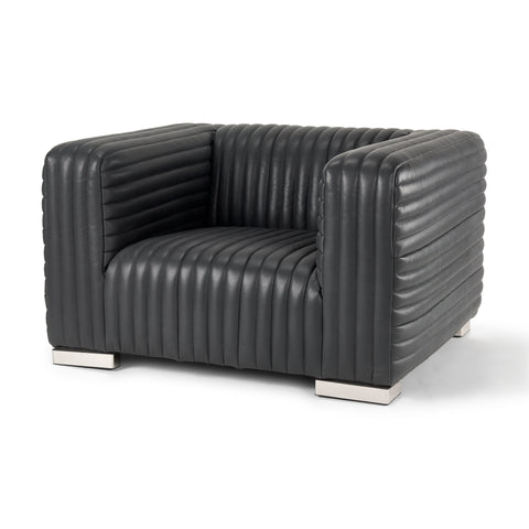 Black Leather Upholstered Arm Chair
