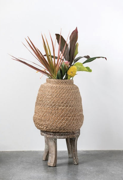 Hand Woven Cattail Basket large