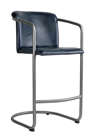 Blue Leather Counter/ Bar Stool 26” seat