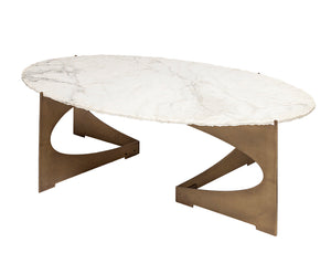 Oval Marble & Gold Iron Coffee Table