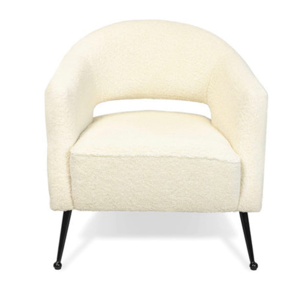 White Faux Wool Accent Chair