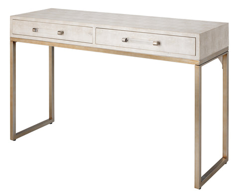 Faux Shagreen Console Ivory