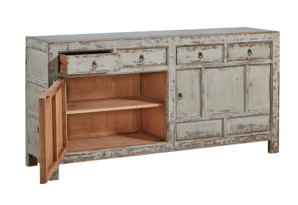 Reclaimed Pine Gray Distressed Sideboard