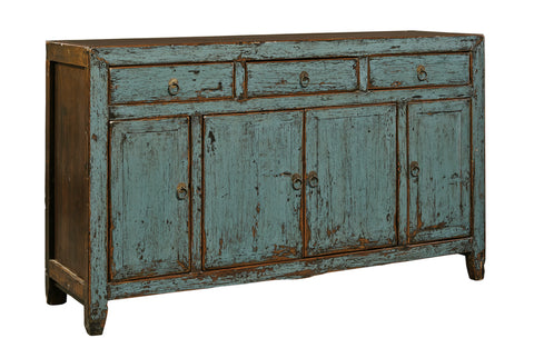 Antique Sideboard Refurbished Teal Blue