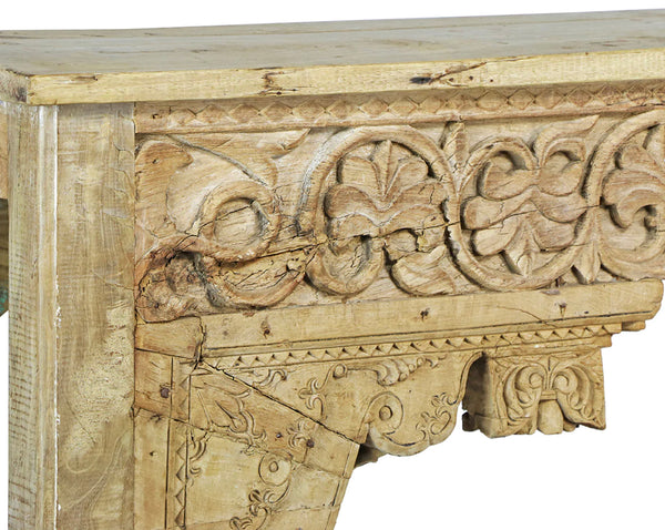 Hand Carved Vintage Wood Console