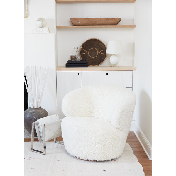 Myra Swivel Chair (Boucle Faux Wool)