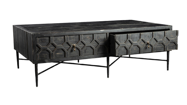 4 Drawer Coffee Table on Iron Legs